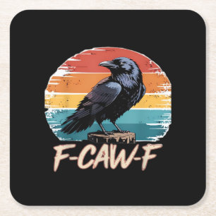 F-Caw-F Krähe Humor Lustig Gothic Retro Klassiker Rechteckiger Pappuntersetzer