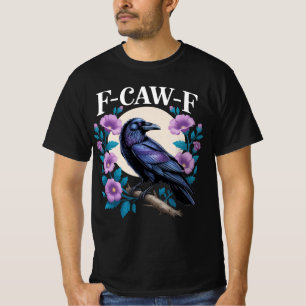 F CAW F Krähe Lila Blumen und Mond T-Shirt