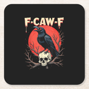 F-Caw-F Krähe Lustiger Gothic-Rabe Humor-Stil Rechteckiger Pappuntersetzer