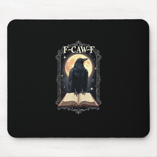 F-Caw-F Krähe Lustiger Halloween-Rabe Mond Mousepad (Vorne)