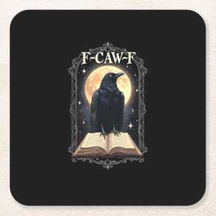F-Caw-F Krähe Lustiger Halloween Rabe Mond Rechteckiger Pappuntersetzer