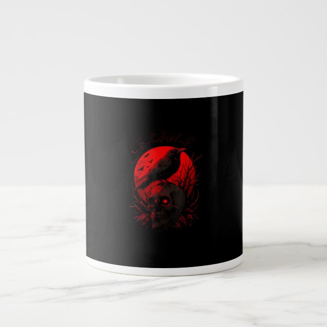 F-Caw-F Krähe Lustiger Vogel Roter Mond Gothic Jumbo-Tasse (Vorderseite)