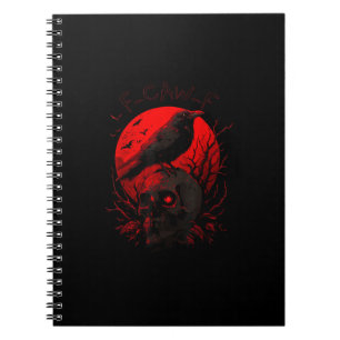 F-Caw-F Krähe Lustiger Vogel Roter Mond Gothic Notizblock