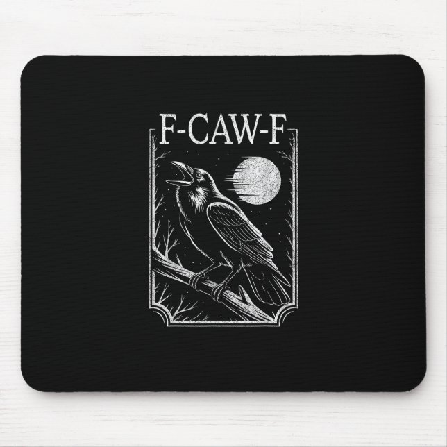 F-Caw-F Krähe Minimal – Retro Gothic Vogel Lustig  Mousepad (Vorne)