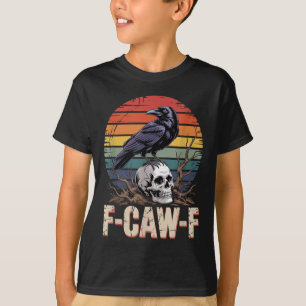 F-caw-f Krähe Rabe Schädel Gothic Vintage Floral S T-Shirt