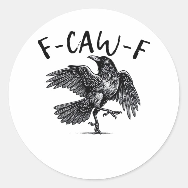 F Caw F Krähe Retro Klassischer Stil Runder Aufkleber (Vorderseite)