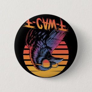 F-caw-f Krähe Schwarzer Vogel Vintage Gothic Erwac Button