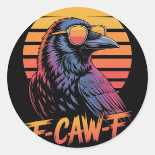 F-caw-f Krähe Schwarzer Vogel Vintage Gothic Erwac Runder Aufkleber