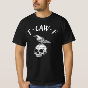 F-CAW-F Krähe und Totenkopf dunkles Gothic-Design T-Shirt
