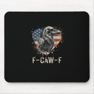 F-Caw-F Krähe Vogel Herz USA-Flagge Vintage Mousepad