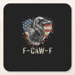 F-Caw-F Krähe Vogel Herz USA-Flagge Vintage Rechteckiger Pappuntersetzer