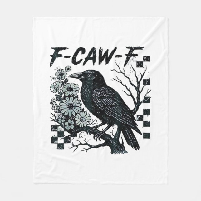 F-Caw-F Krähe Vogel Retro Klassiker Fleecedecke (Vorderseite)