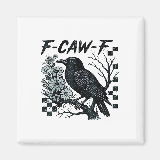 F-Caw-F Krähe Vogel Retro Klassiker Magnet (Vorne)