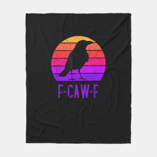 F-Caw-F Krähe Vogel Retro Sonnenuntergang Vintage Fleecedecke