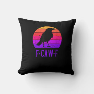 F-Caw-F Krähe Vogel Retro Sonnenuntergang Vintage Kissen
