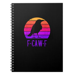 F-Caw-F Krähe Vogel Retro Sonnenuntergang Vintage Notizblock
