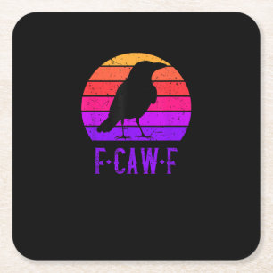 F-Caw-F Krähe Vogel Retro Sonnenuntergang Vintage Rechteckiger Pappuntersetzer