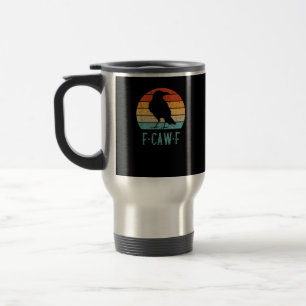 F-Caw-F Krähe Vogel Retro Sonnenuntergang Vintage  Reisebecher