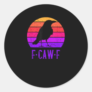 F-Caw-F Krähe Vogel Retro Sonnenuntergang Vintage Runder Aufkleber