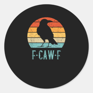 F-Caw-F Krähe Vogel Retro Sonnenuntergang Vintage  Runder Aufkleber