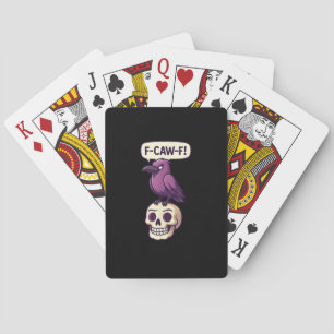 F-Caw-F Krähenschädel Halloween Humor Grafikdesign Spielkarten