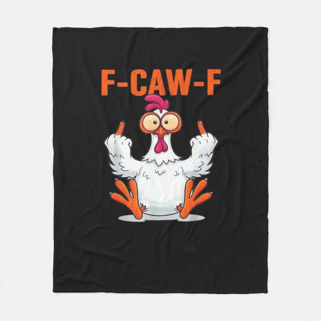 F-Caw-F Lustiger Hahn Klassisch Minimal Sauber Fleecedecke (Vorderseite)