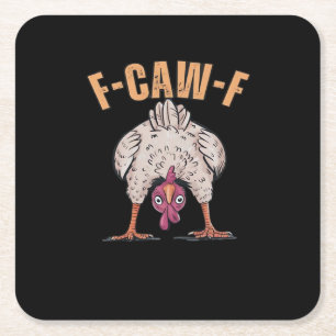 F Caw F Lustiger Hahn Klassischer Retro Stil Rechteckiger Pappuntersetzer