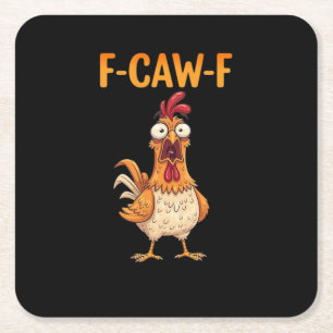 F-Caw-F Lustiger Hahn Sagt Hahnen-Meme Sarcasti Rechteckiger Pappuntersetzer