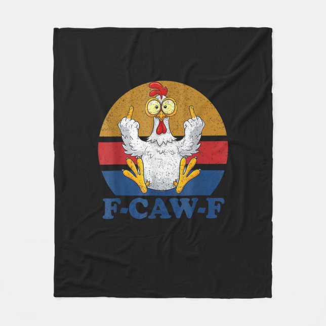 F-Caw-F Lustiger Hahn zeigt den Mittelfinger Vinta Fleecedecke (Vorderseite)