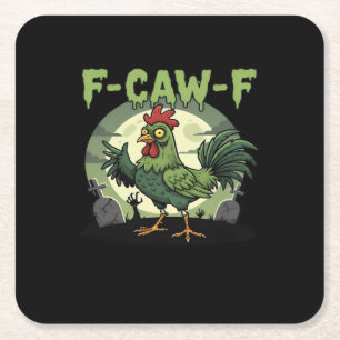 F Caw F Lustiger Huhn Halloween Vintage Klassiker Rechteckiger Pappuntersetzer