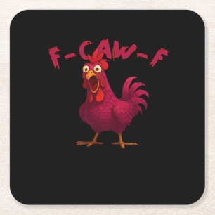 F Caw F Lustiger Hühnerhumor Kreativer Casual-Stil Rechteckiger Pappuntersetzer
