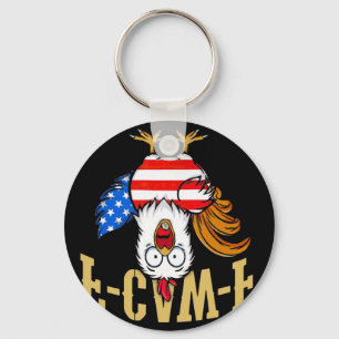 F-caw-f Lustiger Hühnerhumor Usa-Flagge Zitat Hahn Schlüsselanhänger