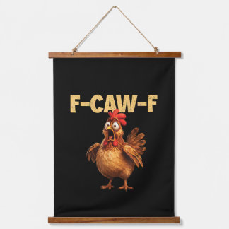 F Caw F Lustiger Hühnerwitz Dunkler Humor Sarkasmu Wandteppich Mit Holzrahmen