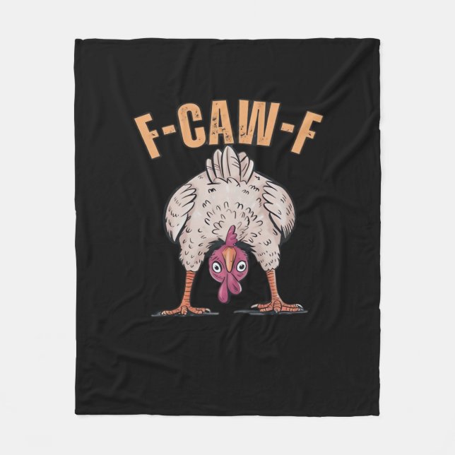 F Caw F Lustiger Klassischer Retro-Hühnchen-Stil Fleecedecke (Vorderseite)