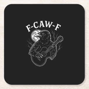 F Caw F Lustiger Krähe Gitarre Halloween Vintage-S Rechteckiger Pappuntersetzer