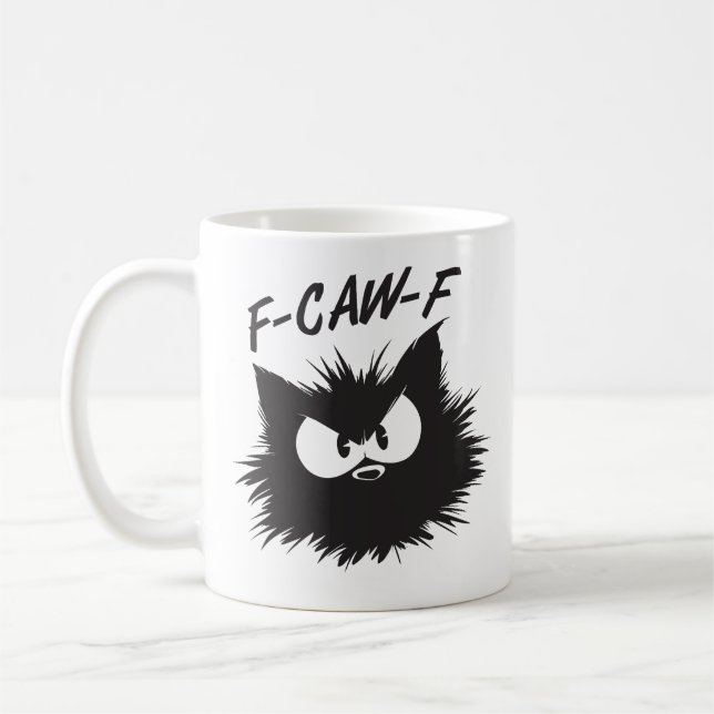 "F-CAW-F" Lustiger mürrischer Katzenbecher Kaffeetasse (Links)