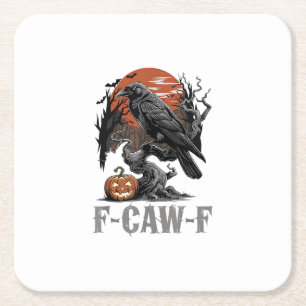 F-Caw-F Lustiger Rabe Gothic-Krähe Halloween-Vogel Rechteckiger Pappuntersetzer