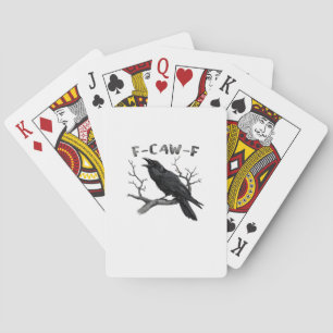 F-Caw-F Lustiger Rabenwitz Gothic Krähe Humor Ästh Spielkarten