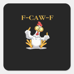 F-Caw-F Lustiger Retro-Hahn Klassiker Quadratischer Aufkleber