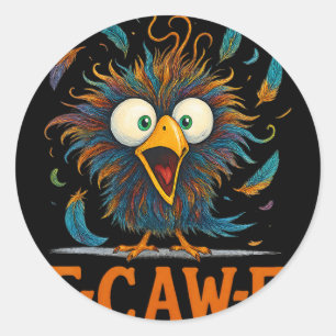 F-caw-f Lustiger Unordentlicher Huhn Vogel Hahn Fc Runder Aufkleber