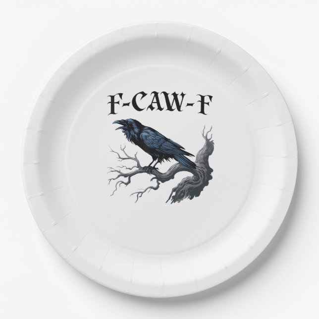 F-Caw-F Lustiger Vogel Krähe Pappteller (Vorderseite)