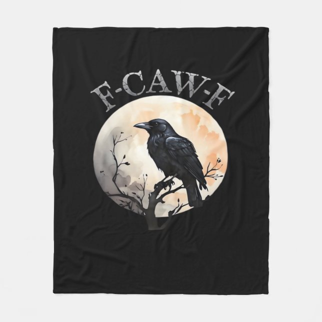 F Caw F Lustiger Vogel Mond Minimaler Sauberer Sti Fleecedecke (Vorderseite)