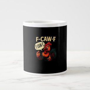 F Caw F Lustiger Wütender Hahn Grafik Retro Stil Jumbo-Tasse