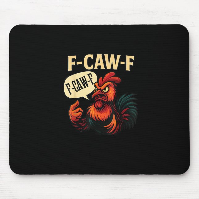 F Caw F Lustiger Wütender Hahn Grafik Retro-Stil Mousepad (Vorne)