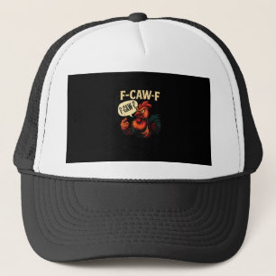 F Caw F Lustiger Wütender Hahn Grafik Retro-Stil Truckerkappe