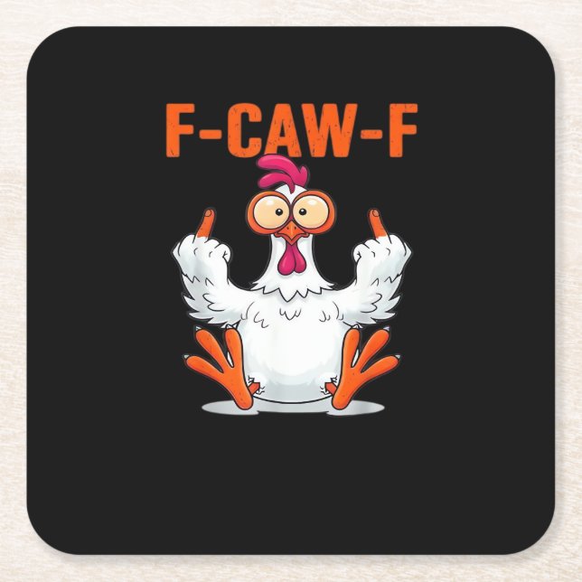 F-Caw-F Lustiges Huhn Klassisch Minimal Sauber Rechteckiger Pappuntersetzer (Vorderseite)