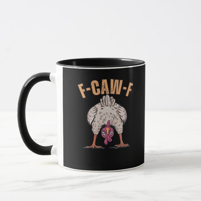 F-Caw-F Lustiges Huhn Klassisch Retro Cool Tasse (Links)