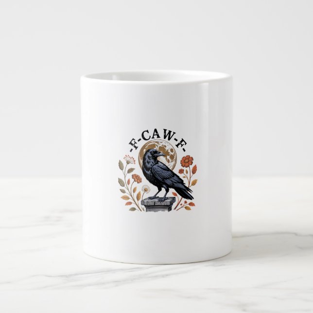 F-Caw-F Rabe Mond Gothic Halloween Krähe Vogel Lie Jumbo-Tasse (Vorderseite)