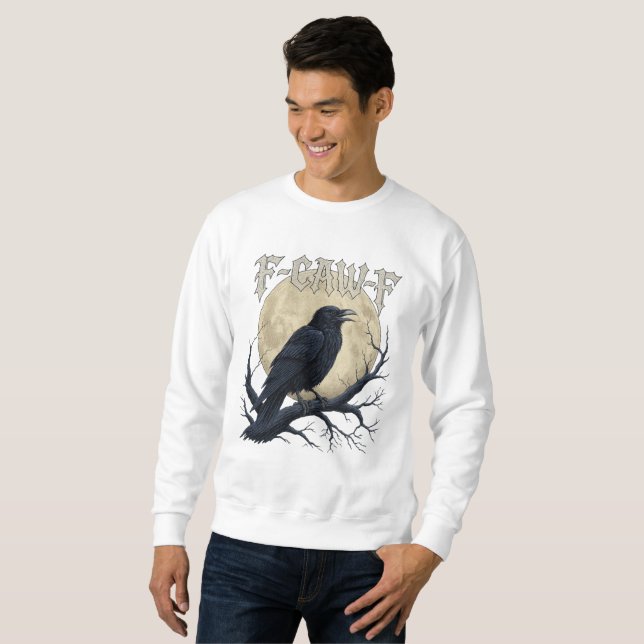 F-CAW-F Raben-Gotischer-Mond-T-Shirt Sweatshirt (Vorne ganz)