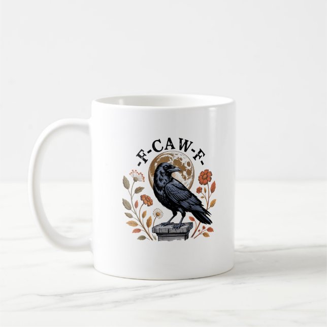 F-Caw-F Rabenmond Gothic Halloween Krähe Vogel Lie Kaffeetasse (Links)